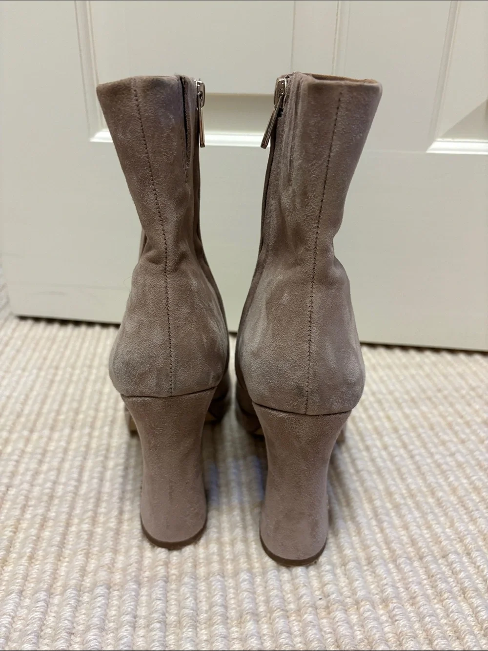 Sam Edelman Taupe Suede Ankle Boots - Slim Zip Design